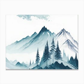 Mountain And Forest In Minimalist Watercolor Horizontal Composition 37 Canvas Print