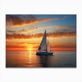 Sailboat At Sunset Canvas Print