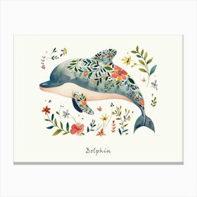 Little Floral Dolphin 2 Poster Canvas Print