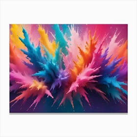 A Vibrant Explosion Of Colorful Paint Splatters, Creating A Dynamic And Chaotic Composition Canvas Print