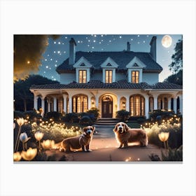 Two lovers In Front Of A House Canvas Print