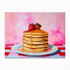 Pancake Stack Pink Checkerboard 2 Canvas Print