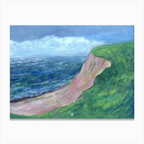 Cliff By The Sea - Anton Maliar nature impressionism hand painted Monet inspired green blue Canvas Print