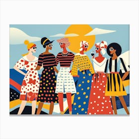 Women In Polka Dot Dresses Canvas Print