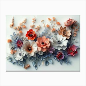 A Captivating 3d Artwork Featuring A Lush Array Of Flowers 1 Canvas Print