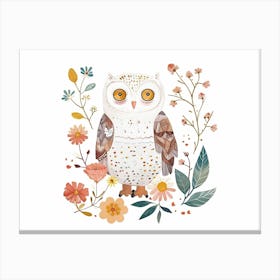 Little Floral Snowy Owl 2 Canvas Print