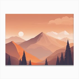 Misty mountains horizontal background in orange tone 116 Canvas Print