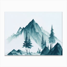 Mountain And Forest In Minimalist Watercolor Horizontal Composition 302 Canvas Print