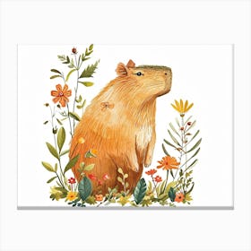 Little Floral Capybara 3 Canvas Print