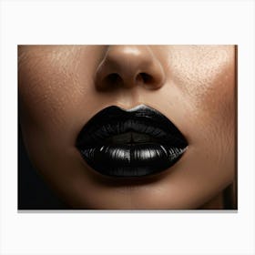 Sealed Black Female Lips Symbolizing Utter Silence Ultra Realistic High Contrast Focusing On The Canvas Print