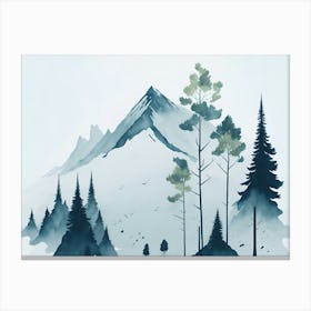 Mountain And Forest In Minimalist Watercolor Horizontal Composition 92 Canvas Print
