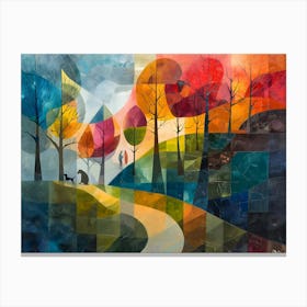 Walk In The Woods, Cubism Canvas Print