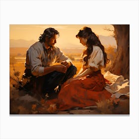 Old West Love Couple Canvas Print