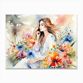 Girl Among Flowers 14 Canvas Print