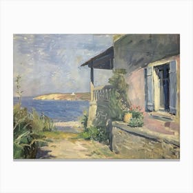 Cliffside Cadence Painting Inspired By Paul Cezanne Canvas Print