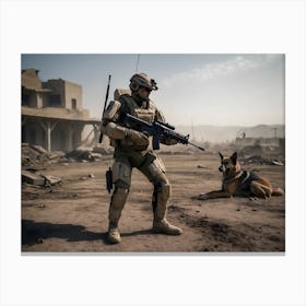 Soldier And Dog 1 Canvas Print