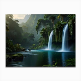 Waterfall In The Jungle 3 Canvas Print