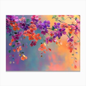 Elegant Colorful with Vibrant Flower Hanging Branches 5 Canvas Print