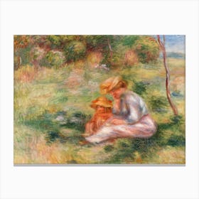 Woman And Child In The Grass, Pierre Auguste Renoir Canvas Print