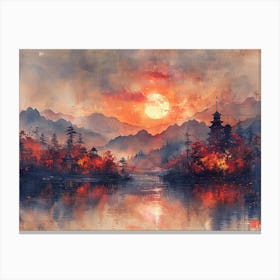 Sunset In The Mountains Canvas Print