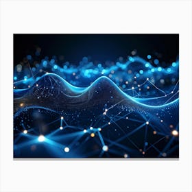 Abstract Digital Art Representing A Futuristic Ai Connection Network Datum Streams Intertwining In (2) Canvas Print