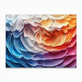 3d Relief Art with Painting of a Colorful 3d Wave Canvas Print