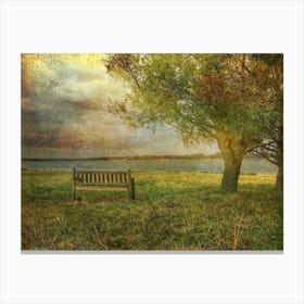 Bench By The Water Canvas Print