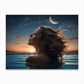 Moonlight In The Pool Canvas Print