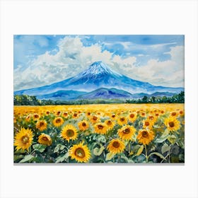 Sunflower And Mountain Fuji Canvas Print