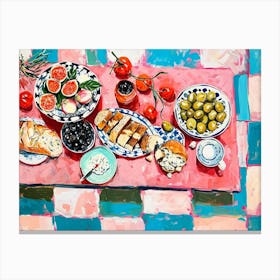 Mediterranean Platter Pink Checkerboard 2 Canvas Print