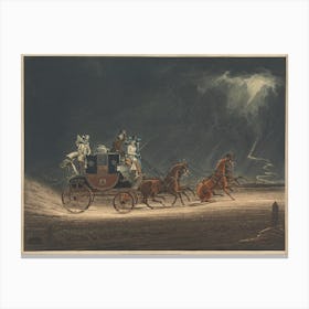 The Mail Coach In A Thunder Storm On Newmarket Heath, James Heath Canvas Print