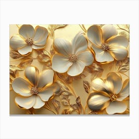 Gold 3d Flower Canvas Print