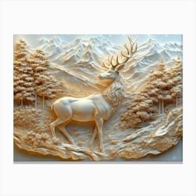 Beautifully Designed 3d Relief Art of a Graceful Deer Canvas Print