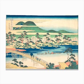 Togetsu Bridge At Arashiyama In Yamashiro, Katsushika Hokusai Canvas Print