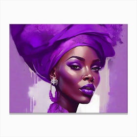 Purple Woman With Purple Turban Canvas Print
