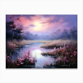 Crimson Dusk Tranquility Canvas Print