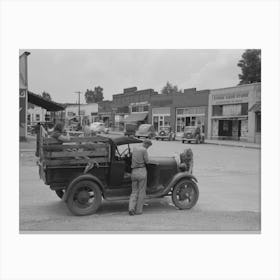 Migrant Family S Car Stalled In Main Street Of Small Town Near Henrietta I E Henryetta, Oklahoma By Russell Lee Canvas Print