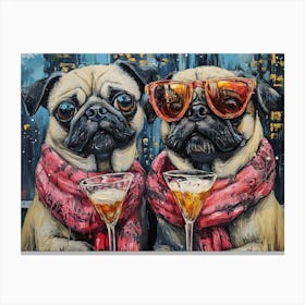 Elegant Pugs 5 Canvas Print