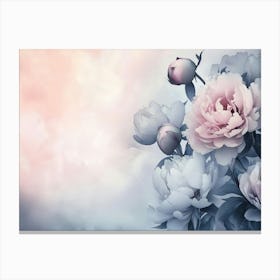 Beautiful Blooming Peonies On An Abstract Ombre Background 1 Canvas Print