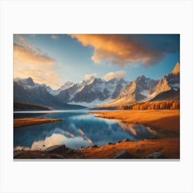 Majestic Mountains with Golden hour sunlight Canvas Print