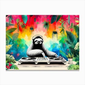 A Sloth Dj 4 Canvas Print