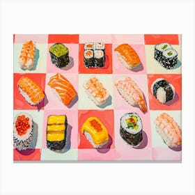 Sushi Pink Checkerboard 1 Canvas Print