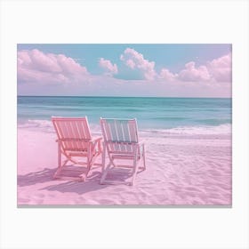 Pink Chairs On The Beach Canvas Print