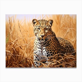 African Leopard Stealthily Stalking Prey Realism 4 Canvas Print