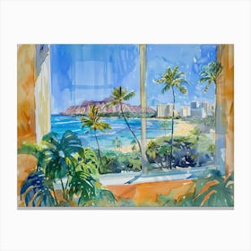Honolulu From The Window View Painting 1 Canvas Print