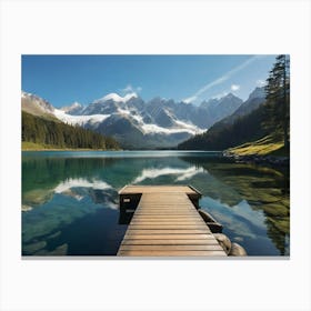 Lake In The Mountains Paintings Art Print Canvas Print