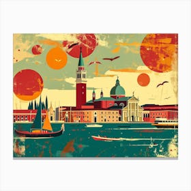 Abstract Venice poster illustration 12 Canvas Print