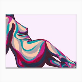 Curvy Nude Figure In Pink Tones Canvas Print