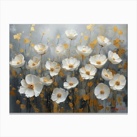 White Flowers With Gold Leaf Accents Pt. 2 Canvas Print