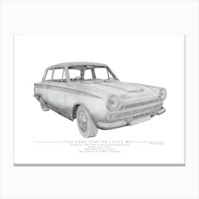 Ford Cortina Lotus Mk1 Pencil Illustration Stampe su tela